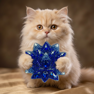 Royal Blue Lotus Flower Brooch Crystal, Mother of Pearl Lotus Pin, Handmade Beaded Flower Jewelry, Elegant Gift