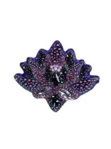 Purple Amethyst Lotus Flower Brooch, Crystal Beaded Lotus Pin, Handmade Violet Flower Jewelry, Elegant Floral Gift — lifestyle photo