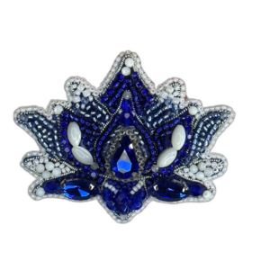 Blue Lotus Brooch, Handcrafted Beaded Flower Pin, Unique Floral Jewelry for Women, Gift for Her, Gift for Mom, Lotus Blossom Badge. — lifestyle photo