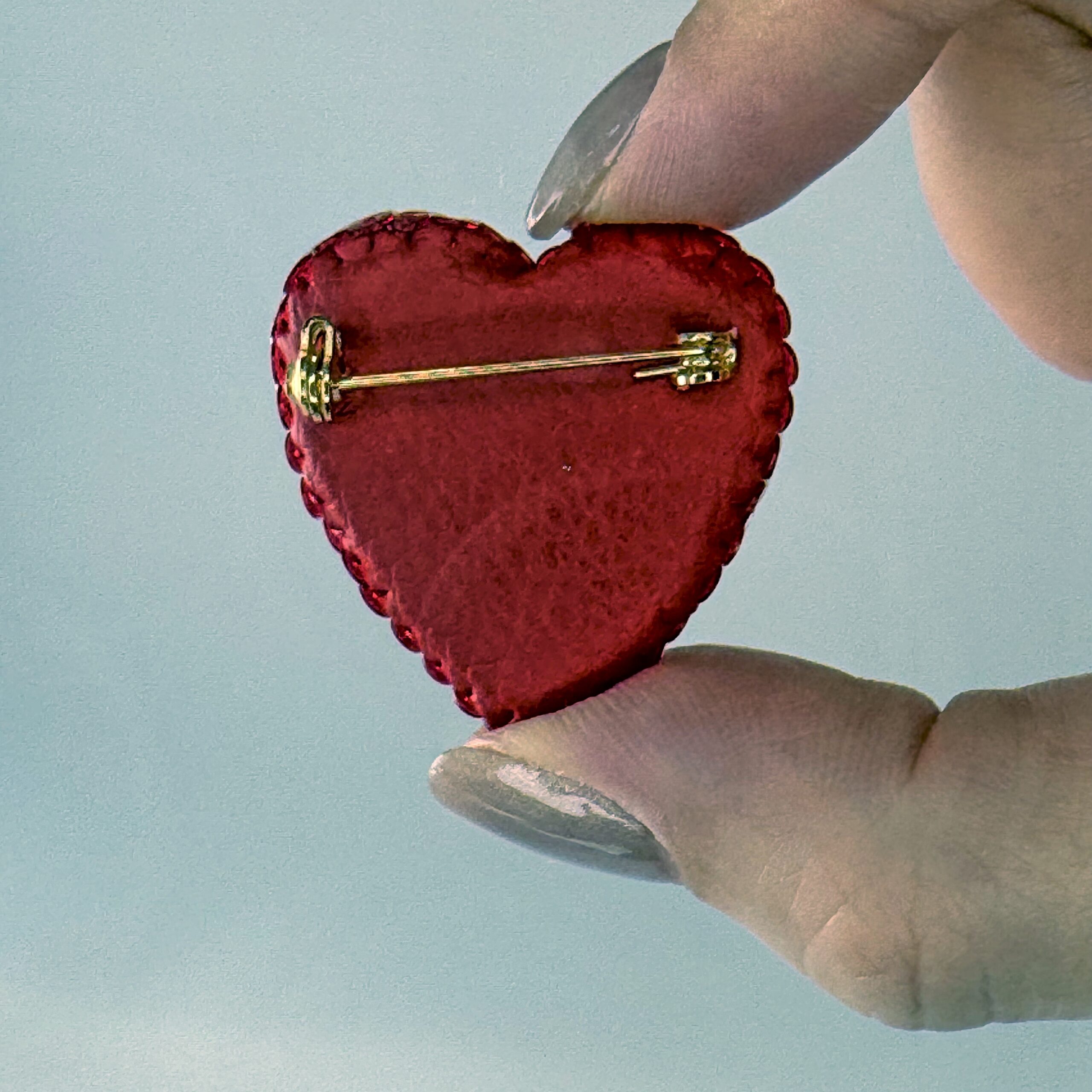 Red Heart Brooch with White Rose, Beaded Sequin Pin, Romantic Accessory - Image 12