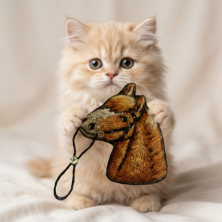 Hand Embroidered Horse Brooch, Realistic Brown-gold Horse Head Pin, Equestrian Jewelry Gift for Horse Lover and Rider, Hand Embroidered Animal Brooch