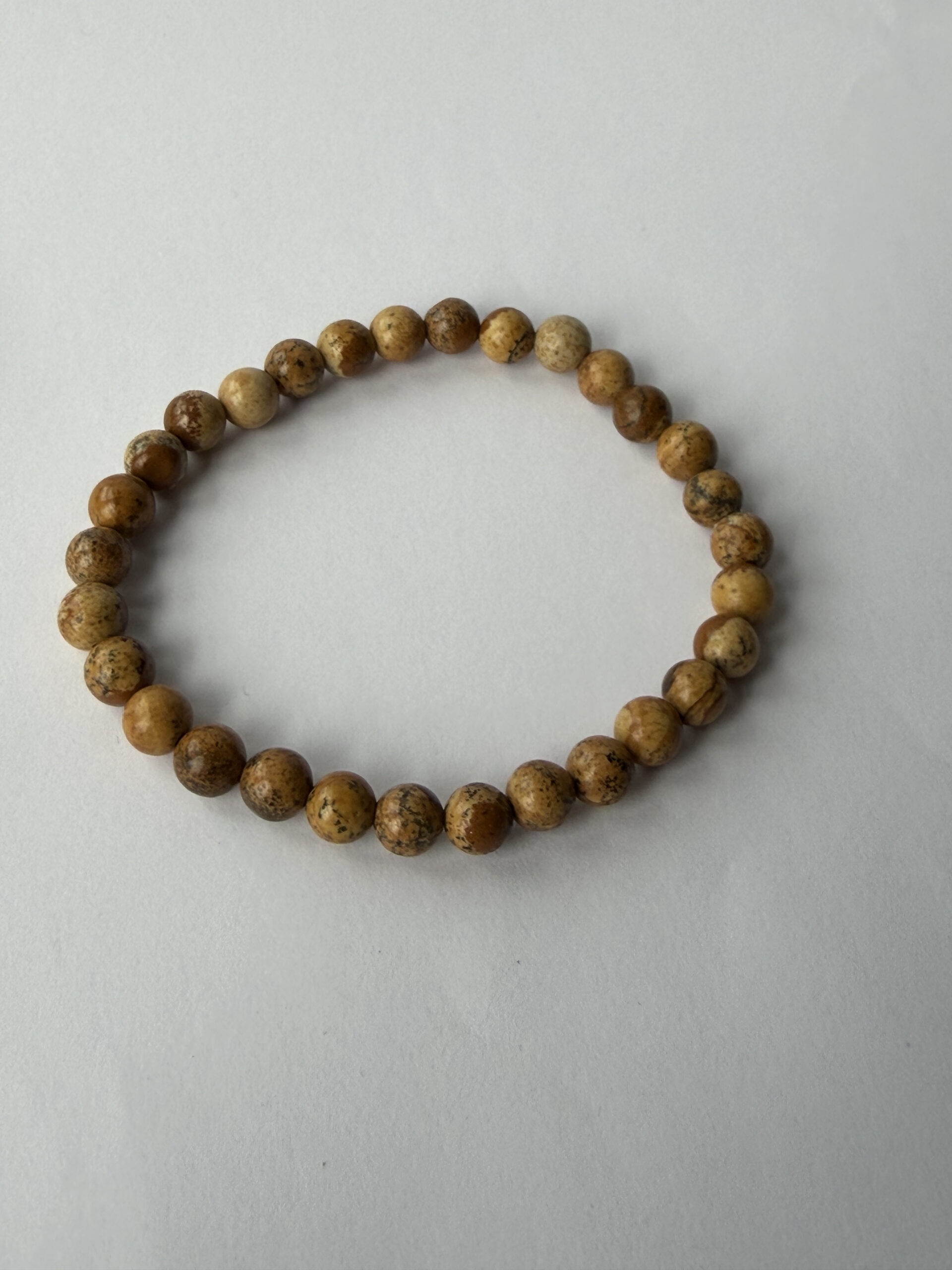 Picture Jasper Stretch Bracelet for Men, 6 mm Sandy Brown Natural Stone Beads — view 1