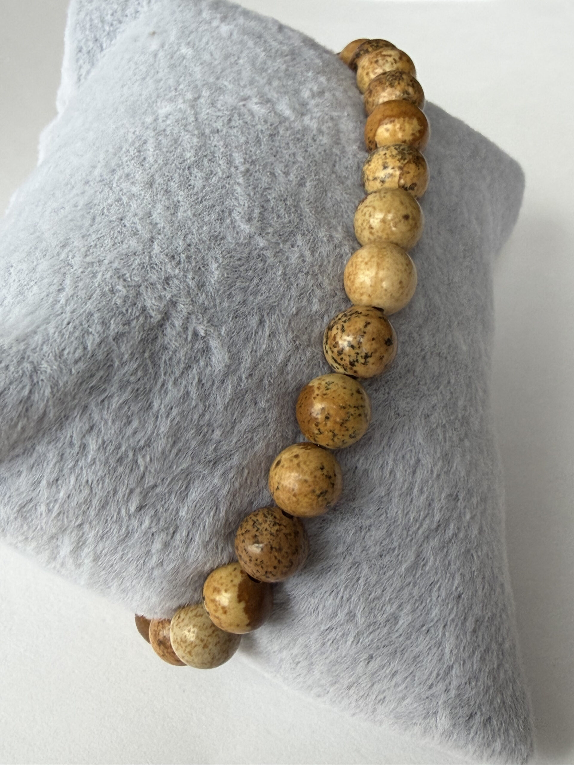Picture Jasper Stretch Bracelet for Men, 6 mm Sandy Brown Natural Stone Beads — view 5