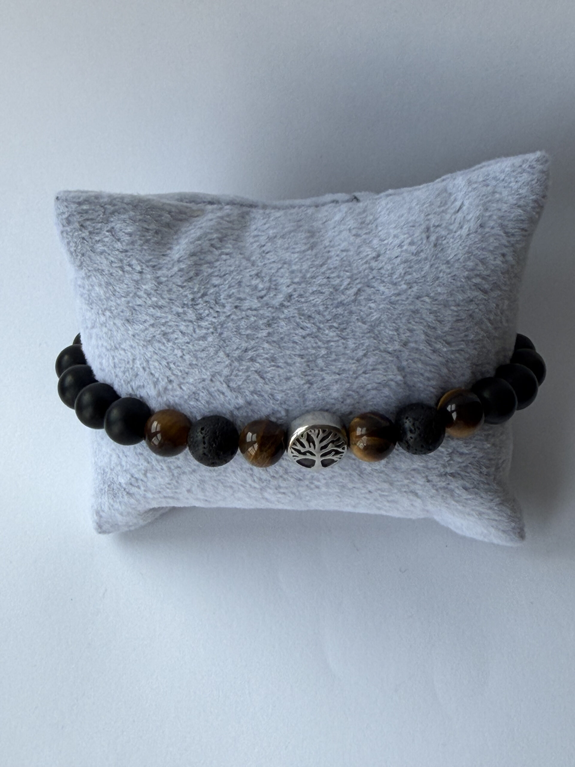 Tree of Life Bracelet for Men – Matte Onyx, Tiger Eye and Lava Beads — view 9
