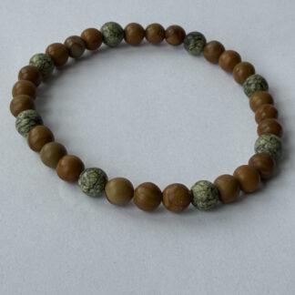 Wood Jasper and Serpentine Beaded Stretch Bracelet for Men, 6 mm Natural Stone — featured image