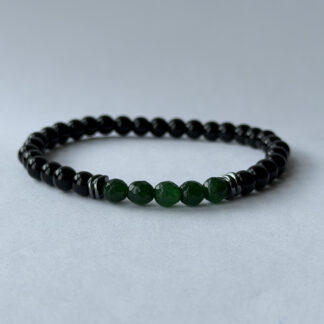 Black Onyx and Faceted Green Jade Stretch Bracelet for Men, 6 mm Beads — featured image