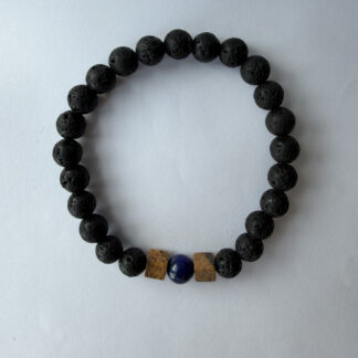 Lava Stone Bracelet for Men – Lapis Lazuli and Picture Jasper Cubes — featured image