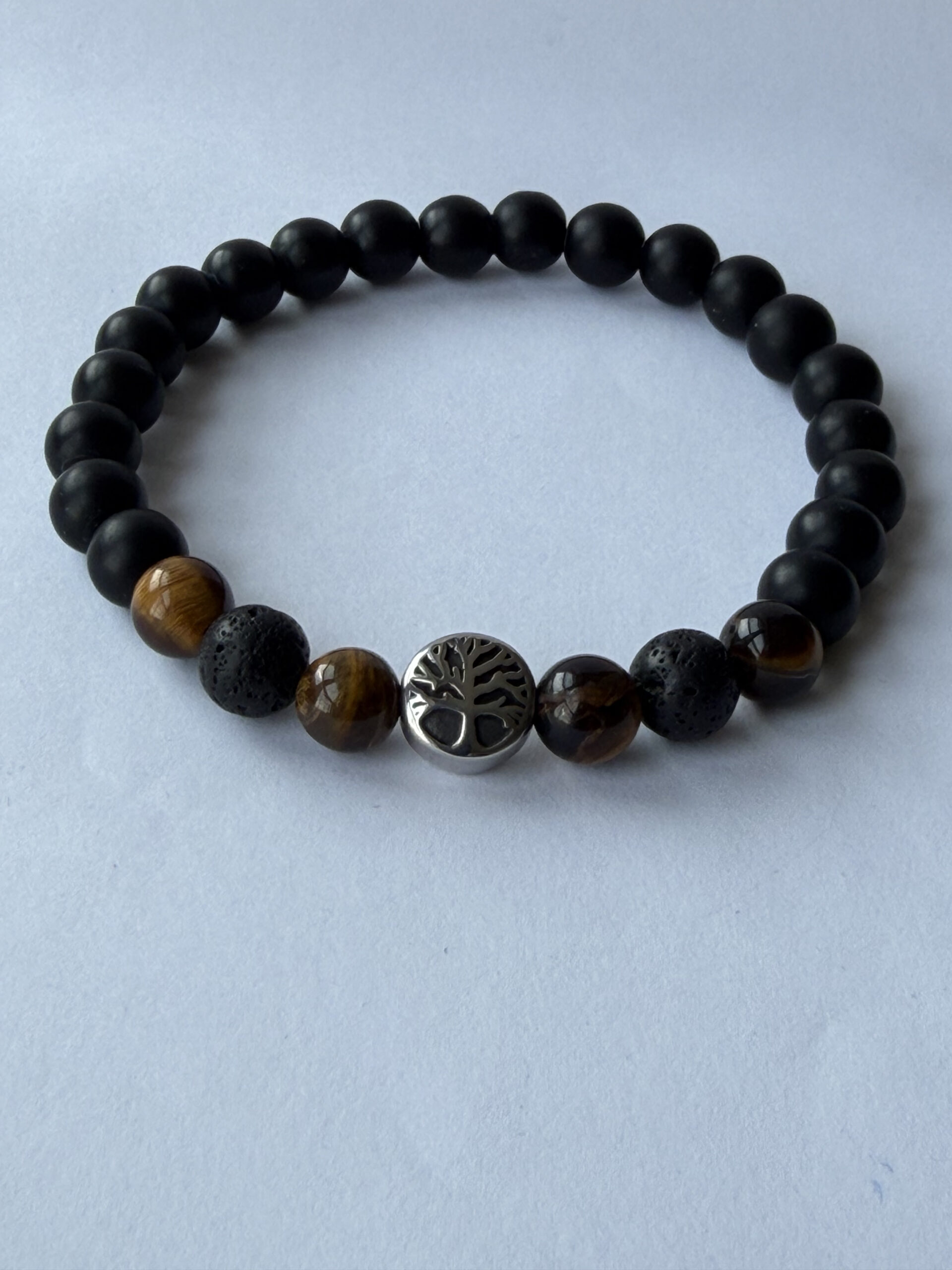 Tree of Life Bracelet for Men – Matte Onyx, Tiger Eye and Lava Beads — featured image