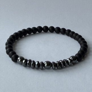 Matte Black Onyx and Hematite Bracelet for Men – Slim 6 mm Beads — featured image