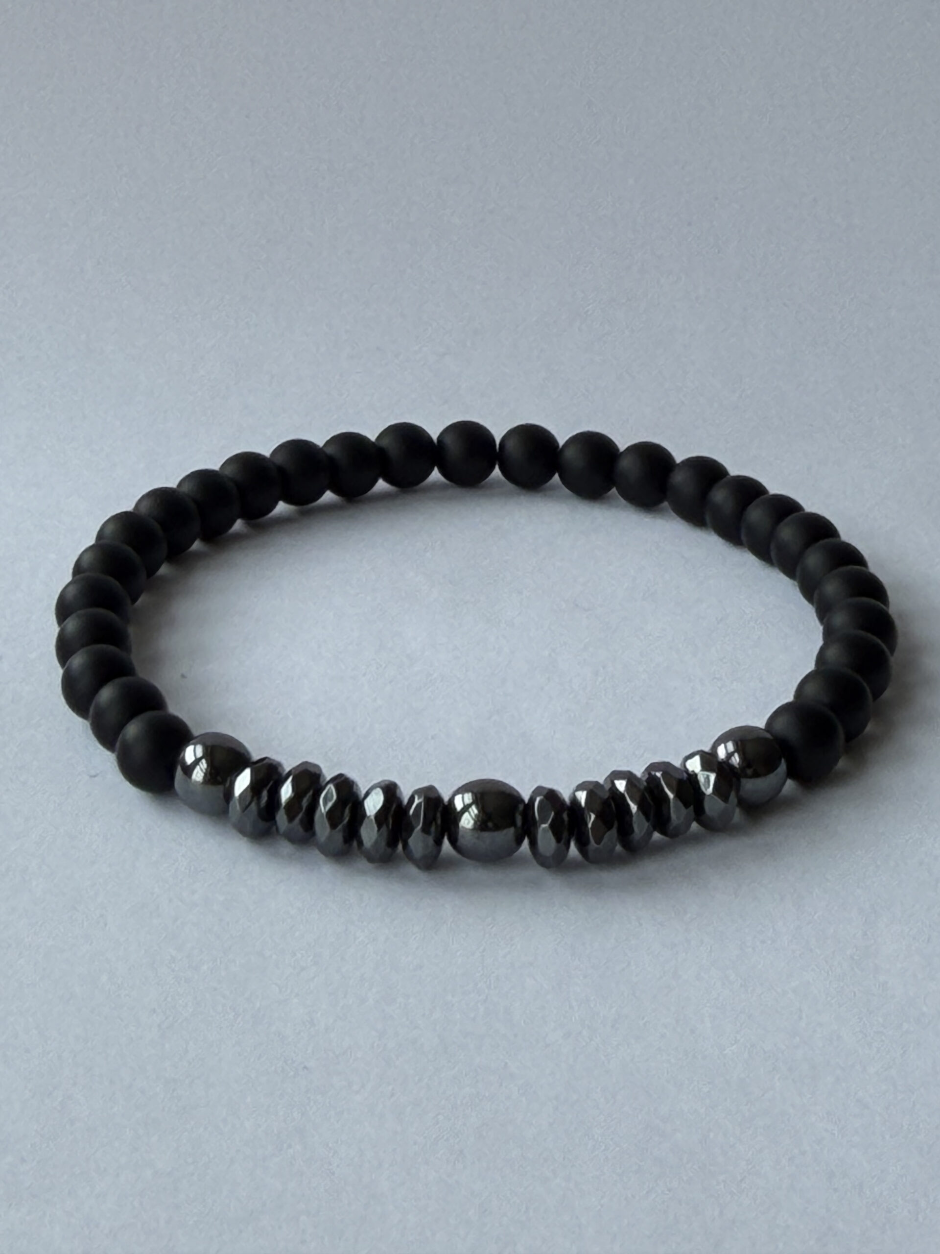Matte Black Onyx and Hematite Bracelet for Men – Slim 6 mm Beads — featured image