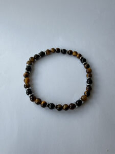 Brown and Black Stretch Bracelet for Men, 6 mm Beads — lifestyle photo