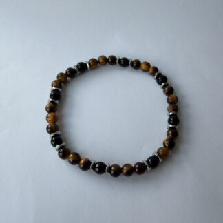 Tiger Eye and Black Onyx Stretch Bracelet for Men, 6 mm Stone Beads — featured image