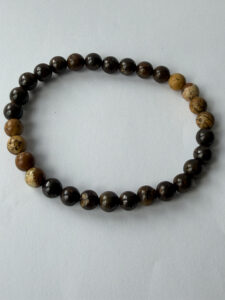 Dark Brown and Sandy Brown Stretch Bracelet for Men, 6 mm — lifestyle photo
