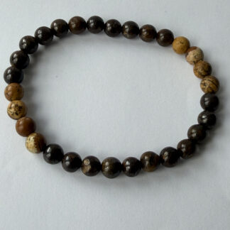 Bronzite and Picture Jasper Stretch Bracelet for Men, 6 mm Brown Stone Beads — featured image