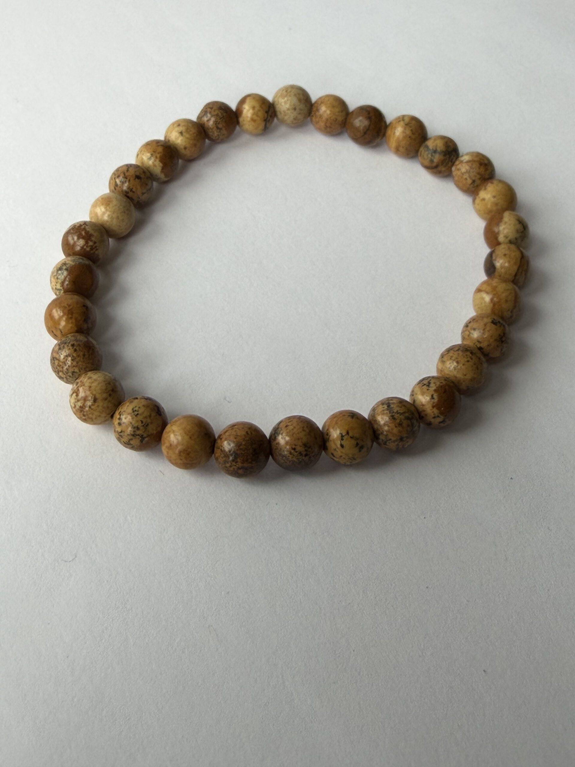 Picture Jasper Stretch Bracelet for Men, 6 mm Sandy Brown Natural Stone Beads — featured image